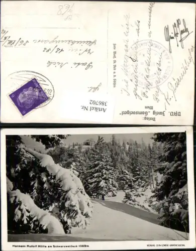 386702,Hermann-Rudolf-Hütte am Schwarzwaldeck b. Kleinzell Bahnpost Zug 3302 pub Foto Wolf