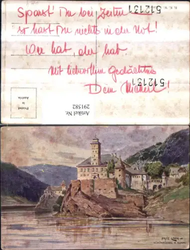 291582,Künstler AK Fritz Lach Schönbühel an d. Donau Schloss pub Brüder Kohn B.K.W.I. 650euro2