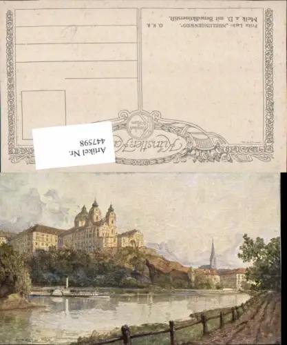 447598,Künstler AK Fritz Lach Melk an d. Donau Dampfer Stift