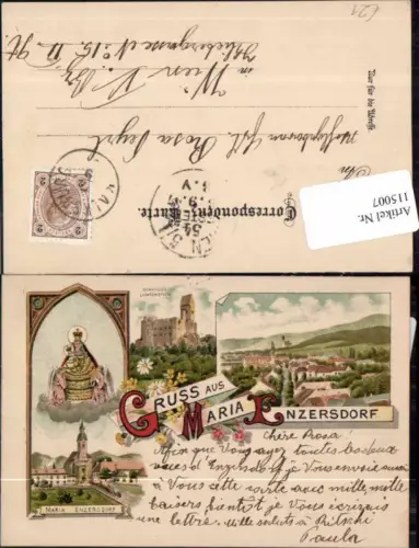 115007,tolle Litho Gruss aus Maria Enzersdorf b. Mödling Liechtenstein Mödling 1897