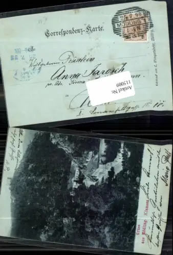 115009,Mond AK Gruss aus Mödling Klausen 1897