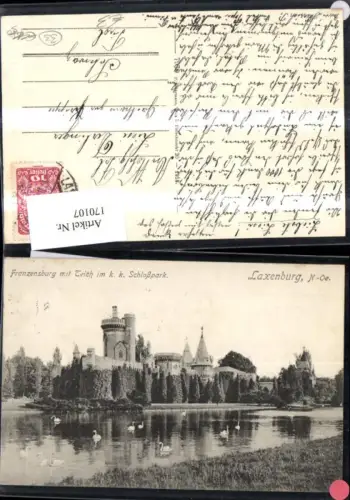 170107,Laxenburg Franzensburg m. Teich i. K k Schloßpark Schwäne