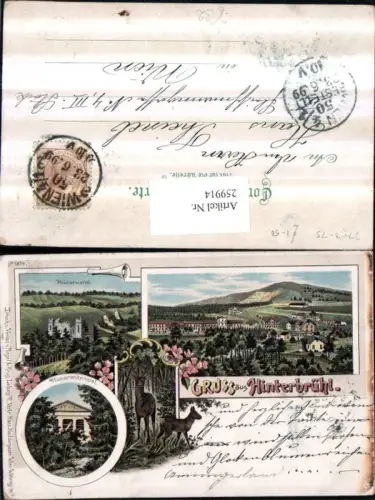 259914,Litho AK Gruß aus Hinterbrühl Totale Römerwand Husarentempel Wild Mehrbildkarte