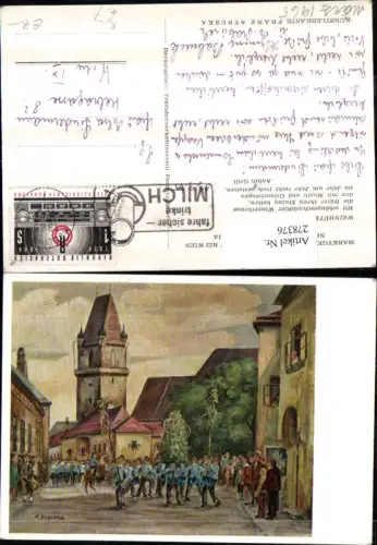 278376,Künstler AK Franz Struska Perchtoldsdorf b. Wien Weinhütereinzug Festzug Stadtturm