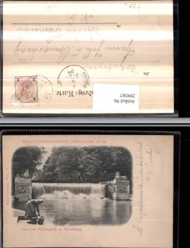 299587,Laxenburg Schlosspark Motiv Wasserfall Frau m. Gießkannen