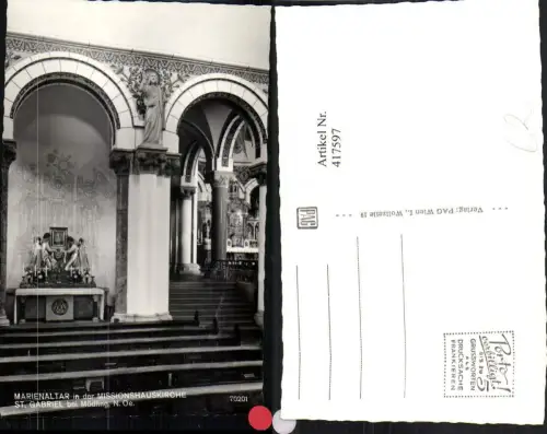 417597,St. Gabriel b. Mödling Missionshauskirche Kirche Marienaltar