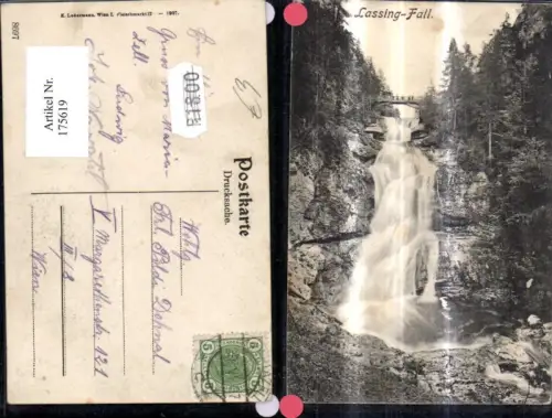 175619,Lassingfall Wasserfall Ansicht m. Brücke Personen