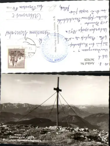 367028,Ötschergipfel b. Lackenhof Kreuz geg. Hochschwabgruppe Bergkulisse