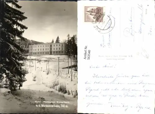 563540,Foto Ak St. Anton an der Jeßnitz Hotel Winterbach Mariazellerbahn Restaurant Winteransicht