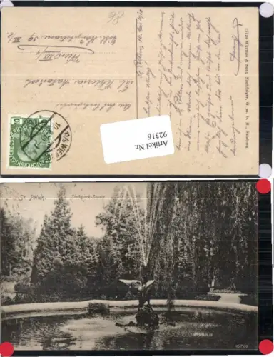 92316,St Pölten Stadtpark Idylle Brunnen Springbrunnen 1910
