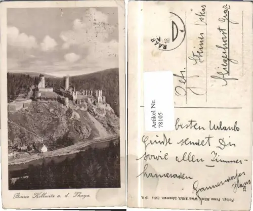 78105,Ruine Kollmitz a.d. Thaya 1918 Raabs