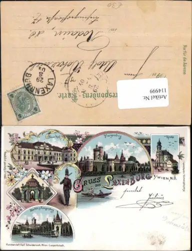 114999,tolle Schwidernoch Litho Gruss aus Laxenburg bei Wien Franzensburg Gasthaus Blauer Hof