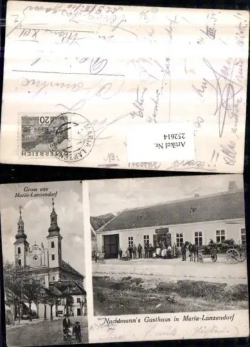 252614,Gruß aus Maria Lanzendorf Kirche Nachtmanns Gasthaus Kutsche Mehrbildkarte