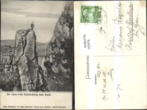 163976,Hohe Wand d. Turm b. Fuchslochsteig m. Bergsteiger Personen 1910