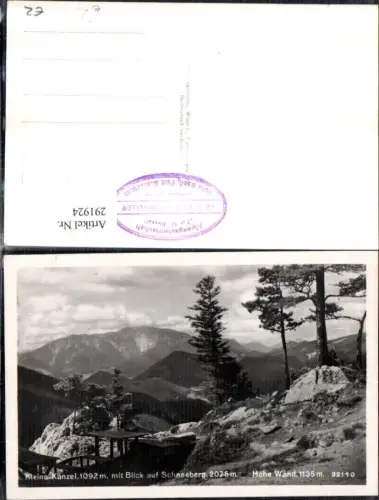 291924,Hohe Wand Kleine Kanzel m. Blick auf Schneeberg Bergkulisse