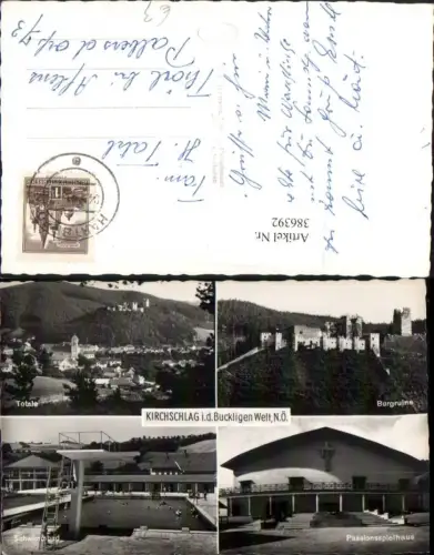 386392,Kirchschlag in d. Buckligen Welt Totale Burgruine Schwimmbad Passionsspielhaus