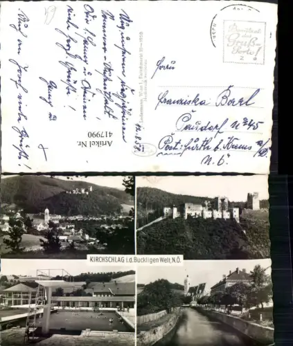 417990,Kirchschlag in d. Buckligen Welt Totale Freibad Burg Mehrbildkarte