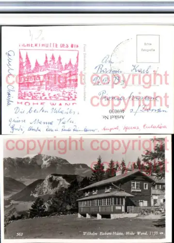 469030,Hohe Wand b. Stollhof Wilhelm Eichert-Hütte Bergkulisse