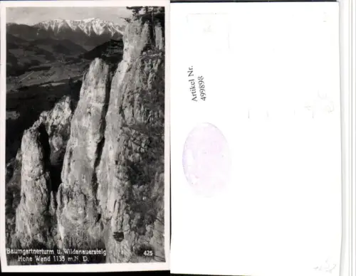 499898,Hohe Wand b. Stollhof Baumgartnerturm u. Wildenauersteig Felswand