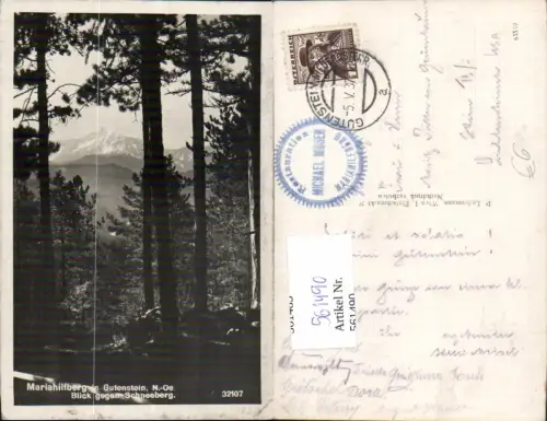 561490,Foto Ak Mariahilfberg in Gutenstein Blick geg. Schneeberg