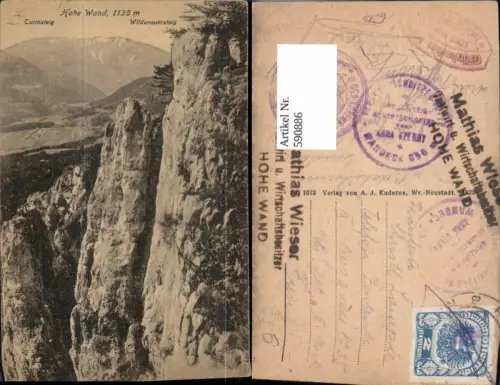 590886,Hohe Wand m. Turmsteig u. Wildenauersteig Stempel Mathias Wieser Gastwirt