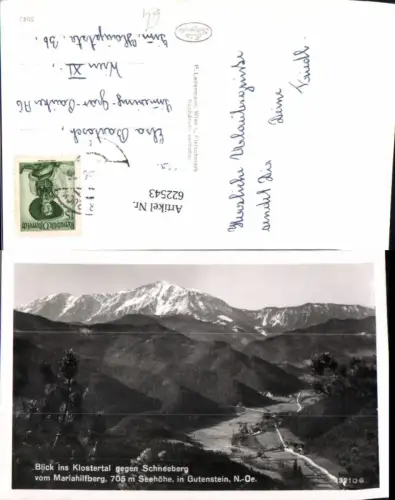 622543,Foto Ak Blick ins Klostertal geg. Schneeberg v. Mariahilfberg Gutenstein
