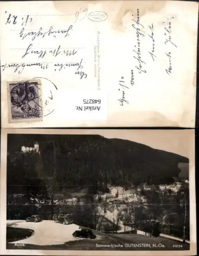 648275,Foto Ak Gutenstein Ansicht m. Oldtimer Automobile im Vordergrund