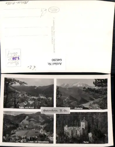 648280,Mehrbild Ak Gutenstein Totale m. Ruine Klostertal Ruine