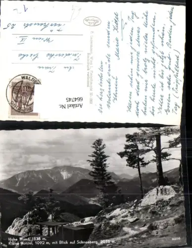 664745,Hohe Wand Kleine Kanzel m. Blick auf Schneeberg