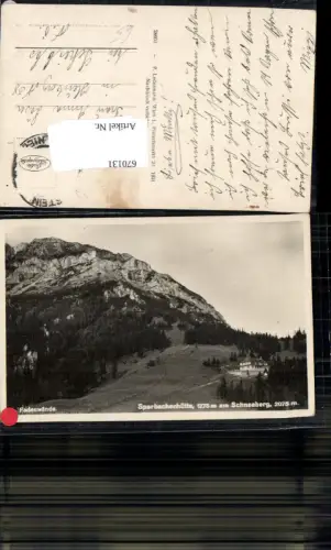 670131,Foto Ak Sparbacherhütte a. Schneeberg Klostertal Gutenstein