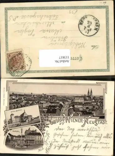 113817,Tolle seltene Litho Gruss aus Wiener Neustadt Academie 1898 pub Zieher