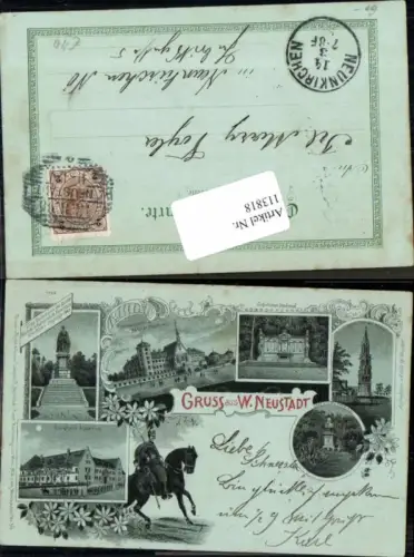 113818,Tolle Mond Litho Gruss aus Wiener Neustadt Kaserne Zeughaus Denkmal