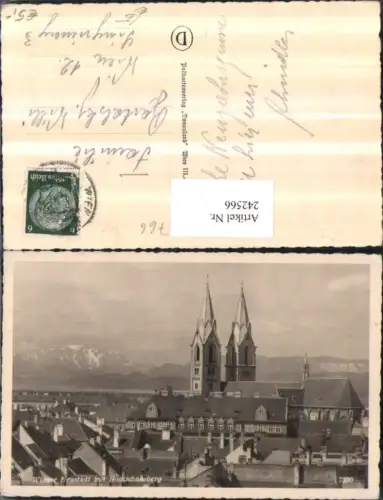 242566,Wiener Neustadt Teilansicht Kirche m. Hochschneeberg