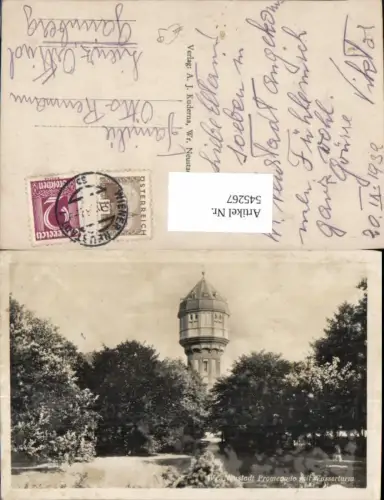 545267,tolle Foto-AK Wiener Neustadt Promenade Wasserturm Turm