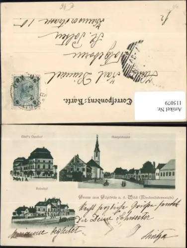 115079,Gruss aus Göpfritz a.d. Wild Bahnhof Ekels Gasthaus seltene AK 1900