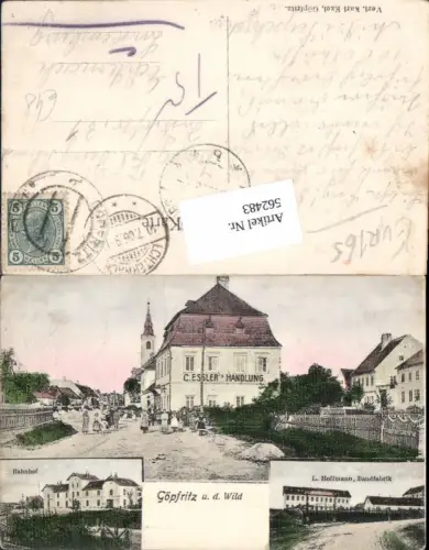 562483,seltene AK Göpfritz an der Wild Bahnhof Hoffmann Bandfabrik C. Esslers Handlung Zwettl