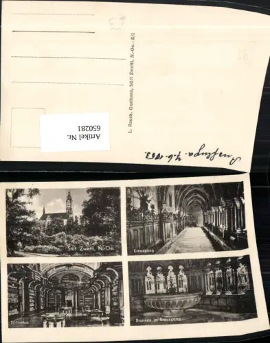 650281,Mehrbild Ak Stift Zwettl Kreuzgang Brunnen Bibliothek