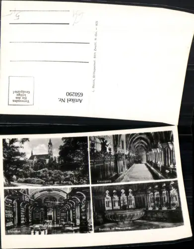 650290,Mehrbild Ak Stift Zwettl a. Kamp Kreuzgang Bibliothek Brunnen