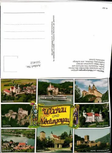 511412,Wachau Nibelungengau Melk Dürnstein Krems Arstetten Mehrbildkarte