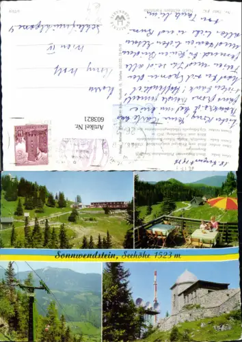 603821,Mehrbild Ak Sonnwendstein Maria Schutz Gipfelkapelle Blick z. Erzkogel Pollereshaus-Sessellift