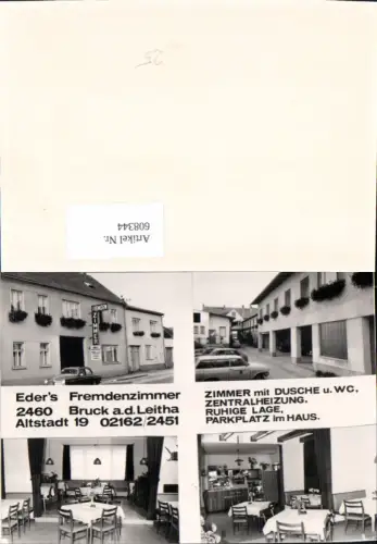 608344,Reklame Ak Bruck a. d. Leitha Eders Fremdenzimmer Altstadt 19 Speisesaal Auto