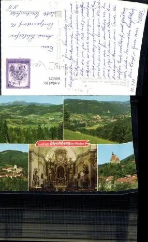 608371,Mehrbild Ak Kirchberg a. Wechsel Blick v. St Corona geg. Schneeberg Kirche Altar