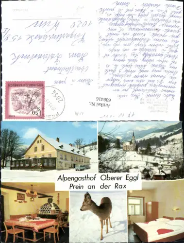 608416,Mehrbild Ak Prein a. d. Rax Alpengasthof Oberer Eggl Winteransicht Reh Wild