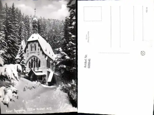 608846,Foto Ak Semmering Kircherl i. Schnee Winter