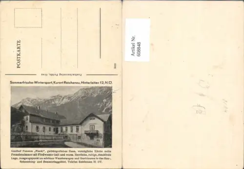 608848,Ganzsache Reichenau a. d. Rax Gasthof Pension Flackl