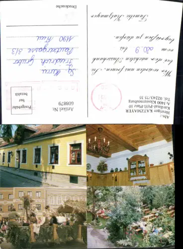 608879,Mehrbild Ak Klosterneuburg Heuriger Katzmayer Gastgarten Festwagen Fasching Umzug