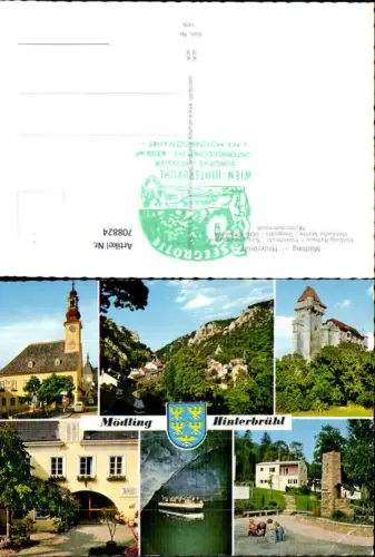 708824 Mehrbild AK Mödling Hinterbrühl b. Wien Kirche Burg Liechtenstein Seegrotte