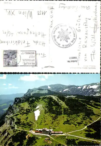 708977 Fliegeraufnahme Raxalpe Hirschwang a. d. Rax Ottohaus pub Alpine Luftbild FÖ 54953