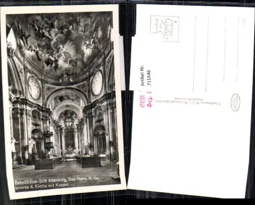 711446 Foto AK Benediktinerstift Altenburg Inneres d. Kirche mit Kuppel