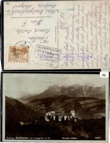 63647,Schloss Wartenstein b. Gloggnitz Raxalpe 1930